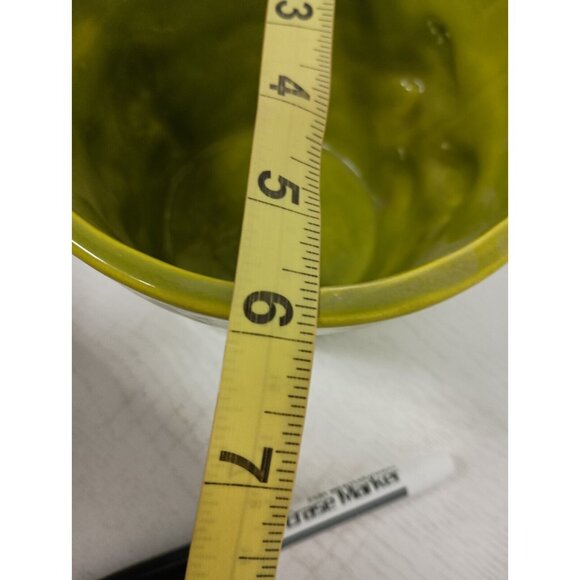 Vintage 75 Ceramic Green Mushroom Design Planter Flower Pot Signed Retro Cottage - Picture 10 of 10